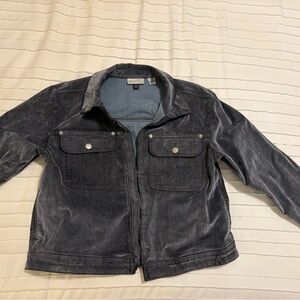 Women grey Suede like Denim Jacket